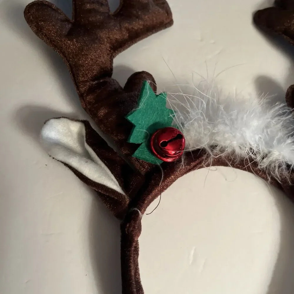 2 Pc FABRIC PLUSH REINDEER ANTLERS HEADBAND HEADDRESS 14
